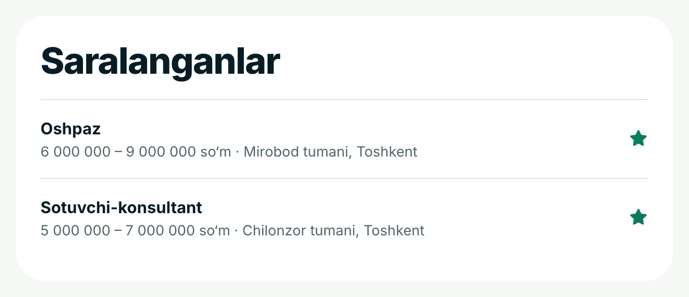 Vakansiyani saralanganlarga qo‘shing